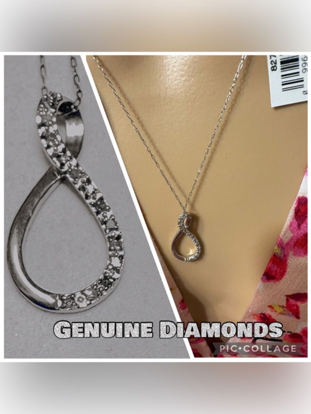 Charles Winston Made in Italy 925 Diamond Infinity Necklace NWT